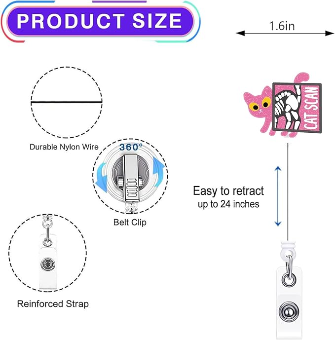 2Pcs Funny Cat Scan Badge Reel Retractable - Image 3