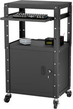 Mobile AV Cart with Cabinet, Rolling Computer Cart Height Adjustable Rolling by GREHITK