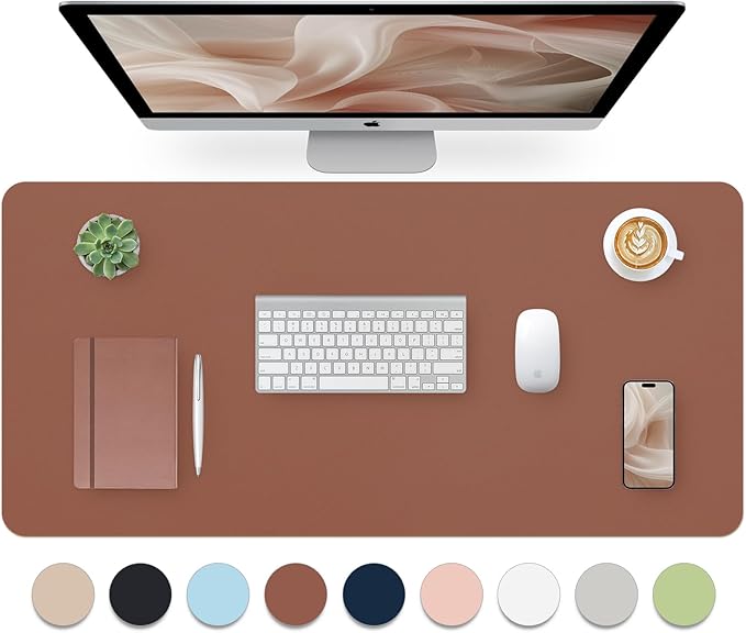 Bloss Brown Leather Desk Pad Protector, Office Desk Mat, Large Mouse Pad by Bloss