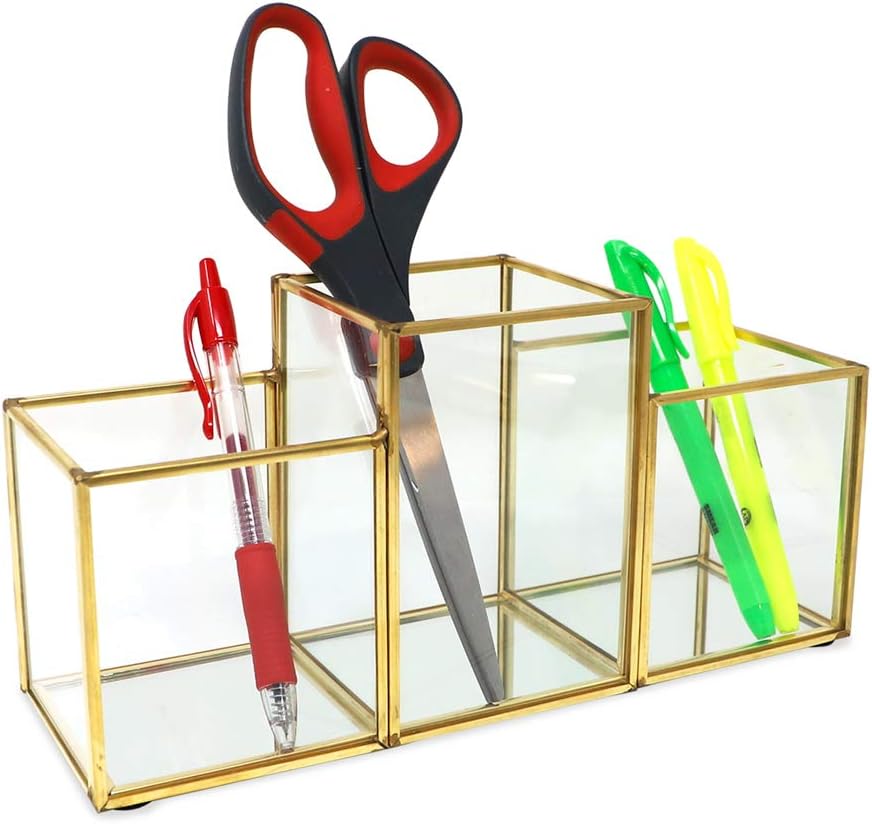 Isaac Jacobs 3-Compartment Organizer with Mirror Base 9.3"L x 3.1"W...