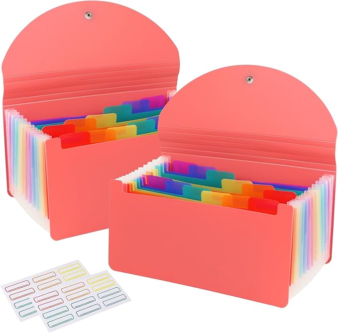 2 Pack 13 Pockets A6 Mini Coupon Organizer Wallet, Expandable Accordion File by CASAON