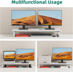 yaohuoo dual monitor stand riser, 39inch large monitor, side view