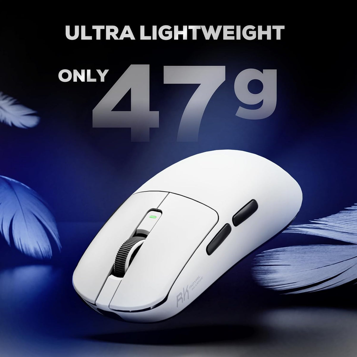 RK ROYAL KLUDGE M3 Wireless Gaming Mouse with 47g Ultra-Lightweight, White