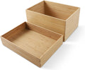 2-Piece Large Bamboo Storage Box Set, 7.1 in High Stackable Deep-Drawer