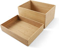 2-Piece Large Bamboo Storage Box Set, 7.1 in High Stackable Deep-Drawer by BAMOTTOCRAFTBAMBOO
