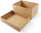 2-Piece Large Bamboo Storage Box Set, 7.1 in High Stackable Deep-Drawer by BAMOTTOCRAFTBAMBOO