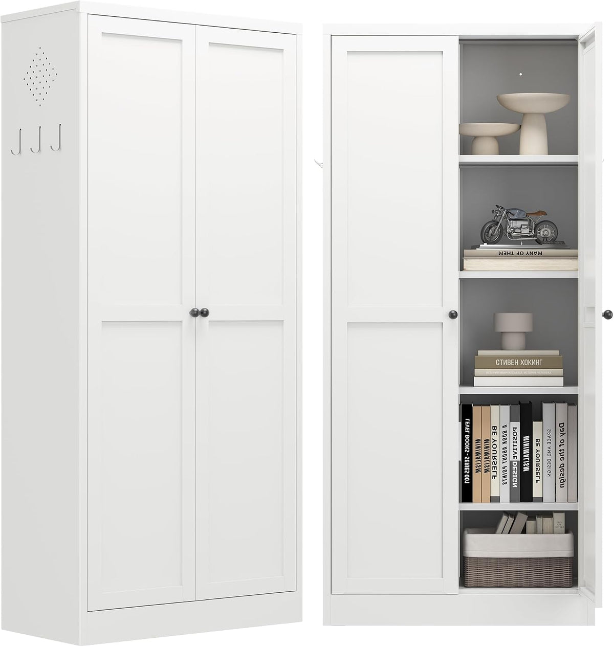 kitchen pantry cabinet,white metal pantry cabinet with 2, main product view