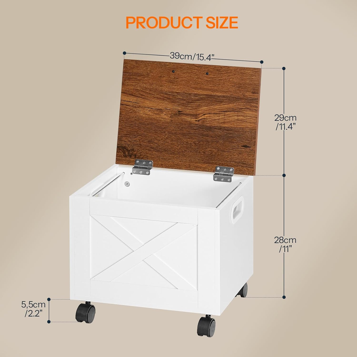HOOBRO File Cabinet, Under Desk Small Filing Cabinet, Rolling File Cart with Lid, Hanging File Organizer on Wheels, Filing Storage Cart, for Study, Home Office, White and Walnut WH33WJ01