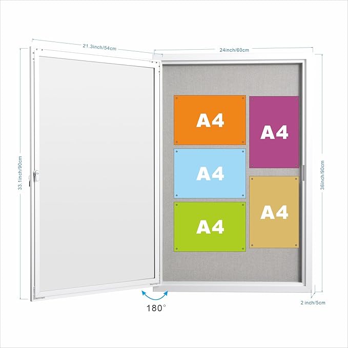 36×24 Inch Lockable Enclosed Bulletin Board, Weather-Resistant Outdoor - Image 2