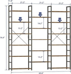 NUMENN Triple Wide 6 Tier Bookshelf, Rustic Industrial Style Bookcases and - Image 3