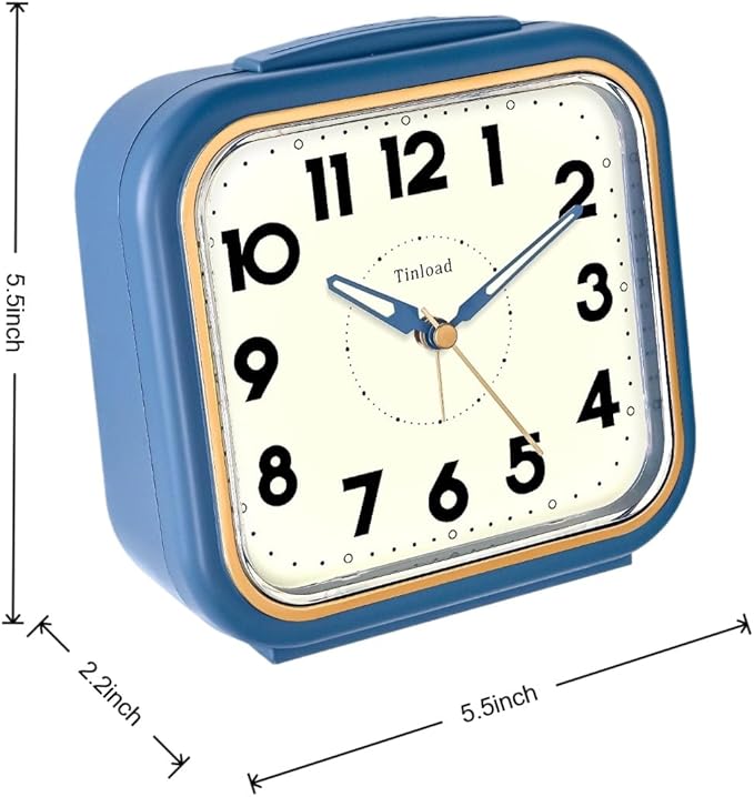 Tinload 5.5" Large Analog Alarm Clock • Silent Non Ticking • Gentle Wake • Beep - Image 3