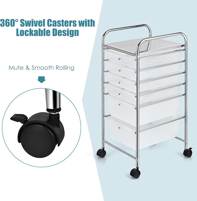 Giantex 6 Storage Drawer Cart Rolling Organizer Cart - Image 5