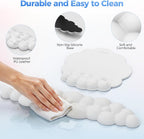 TECKNET Cloud Mouse Pad with Wrist Rest, Ergonomic Cloud Wrist Rest with Non-Slip Base, PU Leather Memory Foam Mouse Pad Wrist Support for Keyboard and Mouse, Pain Relief for Typing, Gaming, White