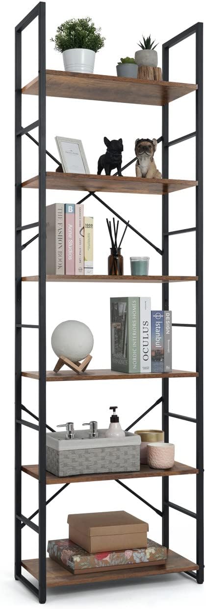 CAPHAUS 6 Tier Bookshelf, 24 Inch Width Free Standing Shelf, Bookcase Shelf by CAPHAUS