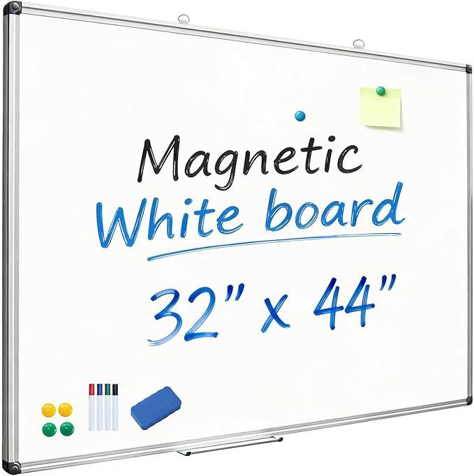 XIWODE 32x44 Inch Magnetic Dry Erase Whiteboard，Silver Aluminum Frame by XIWODE