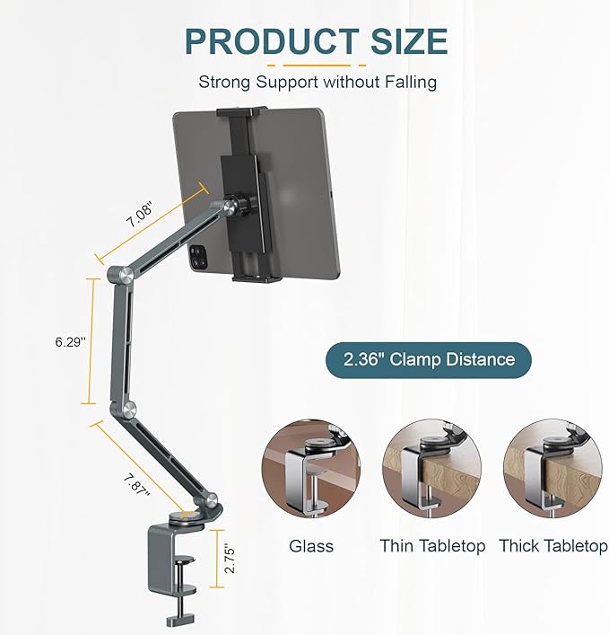 Houele Tablet Stand Holder, Adjustable Foldable Tablet Arm iPad Desk Mount - Image 4