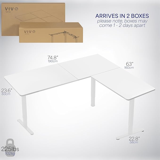 VIVO Electric Corner 75 x 63 inch L-Shaped Standing Desk, Memory Height - Image 6