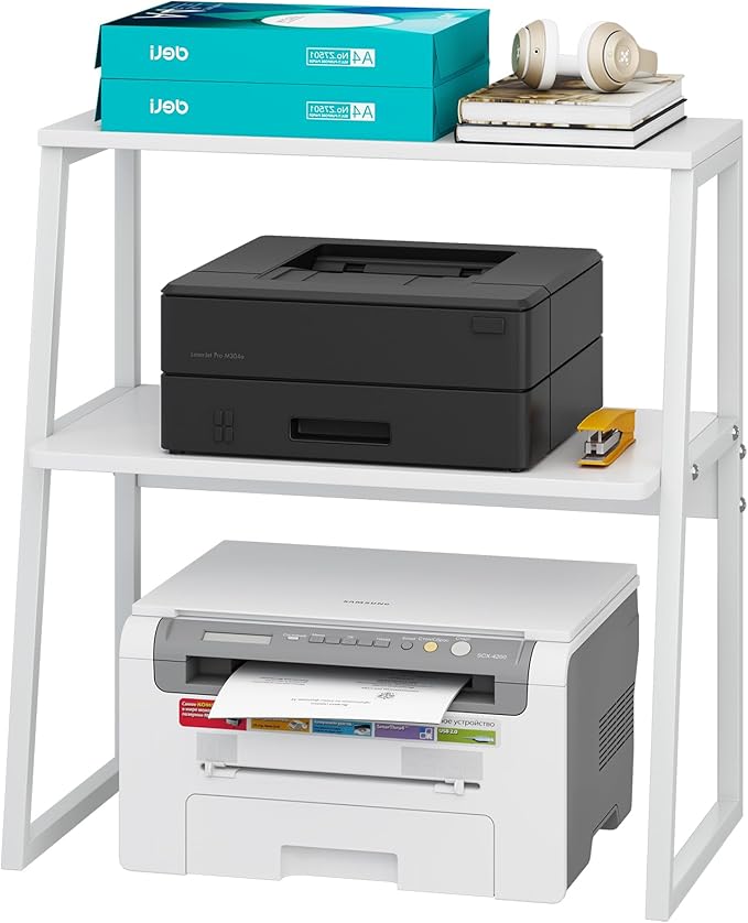 Arbuxzuy Printer Stand for Desk, Desktop Printer Shelf, 3 Tier Desk Shelf for - Image 8