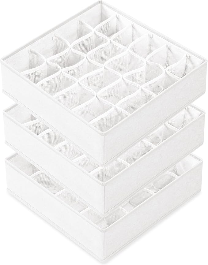 Criusia 3 Pack Sock Underwear Drawer Organizer Dividers, 64 Cell Fabric by Criusia