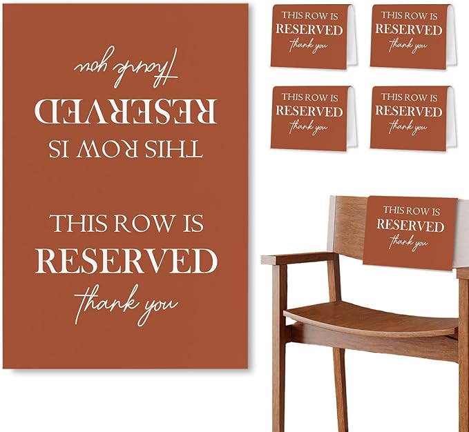 ChissNook Reserved Seating Chair Signs, This Row Is Reserved Pew Cloths Seating by Unknown