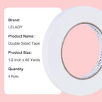 LELADY Double Sided Tape 1/2 Inch x 40 Yards- 4 Rolls Double-Sided Adhesive - Image 5