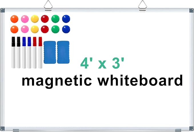 H-Qprobd Large Dry Erase White Board 4' x 3' Magnetic Whiteboard 48"x36" by H-Qprobd