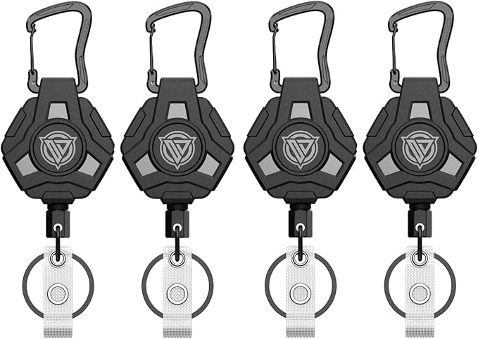 4 Pack Retractable Keychain Heavy Duty, Badge Reels Retractable, Tactical ID by OARIDEY