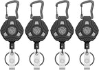 4 Pack Retractable Keychain Heavy Duty, Badge Reels Retractable, Tactical ID by OARIDEY
