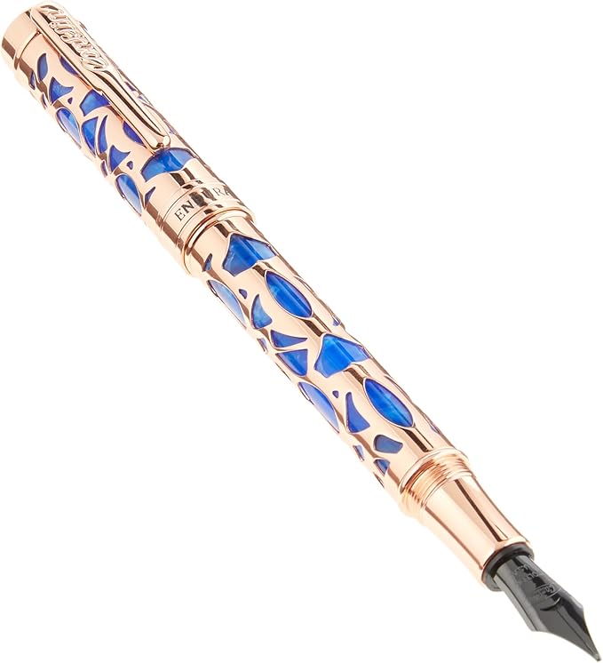 Conklin Endura Deco Crest Fountain Pen in Blue, Broad Nib, Premium Writing by Conklin