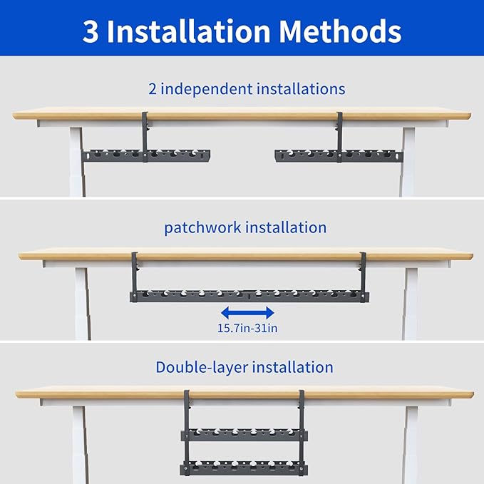 SRJZMLY 31Inch Extendable Under Desk Cable Management Tray Multi-Model Metal - Image 3