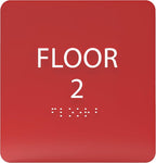 Red ADA Floor 2 Sign with Braille – Made from Durable Acrylic and Ready to Mount by ADACentralSigns