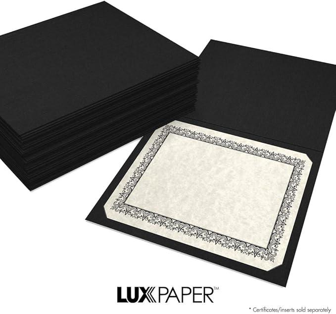 LUXPaper 9.5" x 12" Certificate Holders | Black Linen | 100lb. Cover | 250 Qty - Image 8