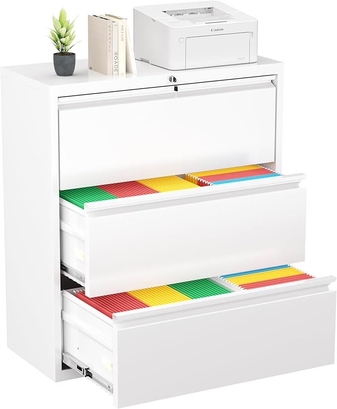 Greenvelly 3 Drawer File Cabinet, Metal Filing Cabinet by Greenvelly