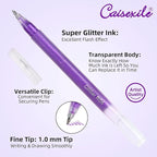 CAISEXILE 12 Purple Glitter Gel Pens Set, 1.0 mm Fine Point - Image 3