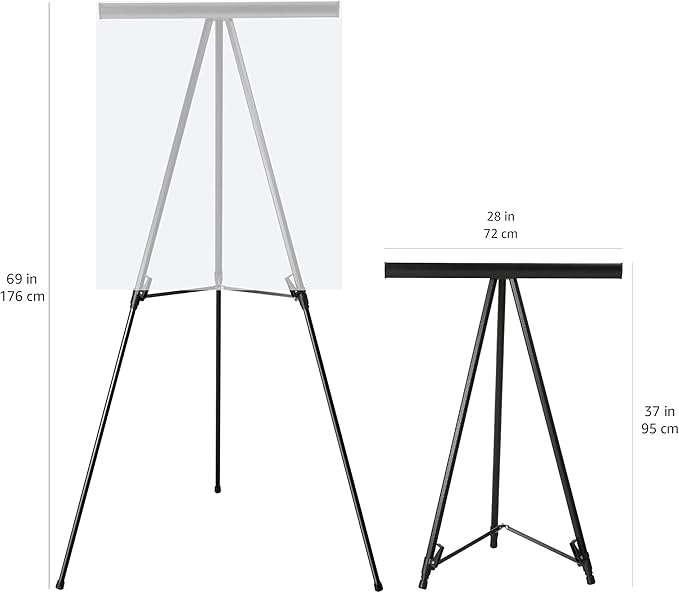 Amazon Basics High Boardroom Black Aluminum Flipchart Whiteboard and Display - Image 2