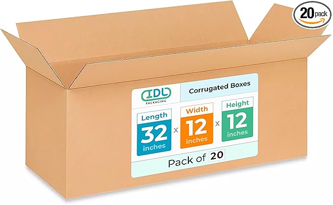 Long Shipping & Moving Boxes 32"L x 12"W x 12"H by IDLPackaging