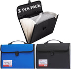 2 Pack 12 Pockets Accordion File Organizer