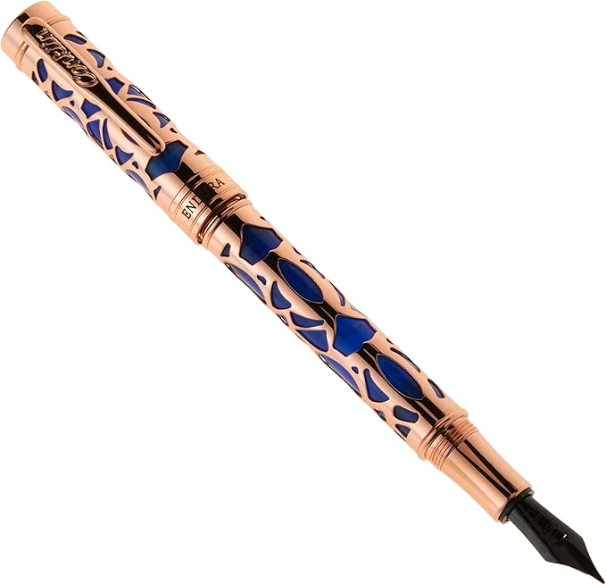 Conklin Endura Deco Crest Fountain Pen in Blue, Extra Fine Nib, Premium Writing by Conklin