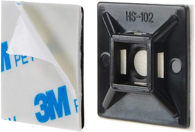 XHF 100 PCS 1.1" Black Self Adhesive Cable Zip Tie Mounts Wire Cable Clips - Image 2