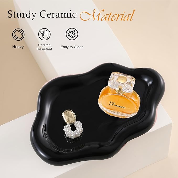 CCINPPY Ceramic Jewelry Tray Trinket Dish, Decorative Cloud Vanity Key Tray - Image 5