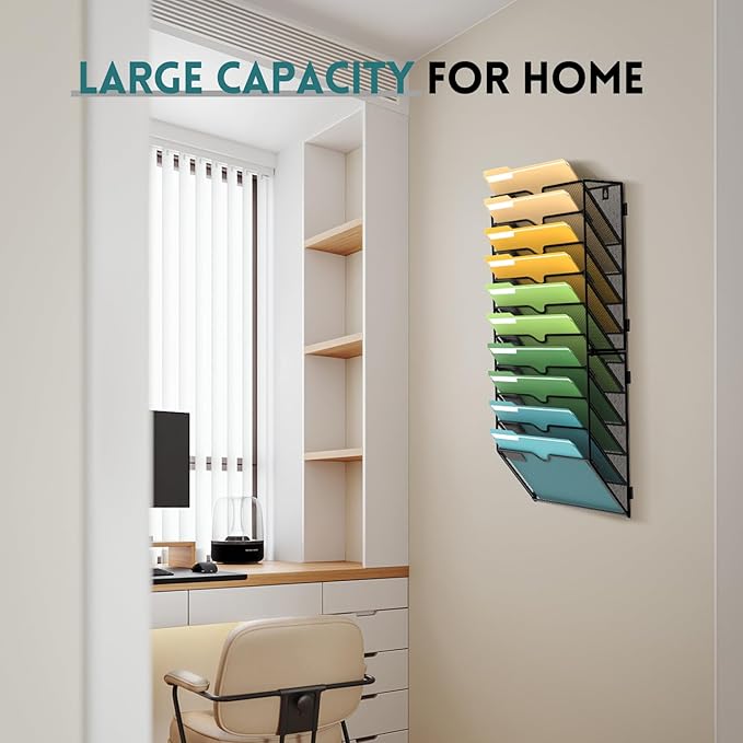 SUPEASY Wall File Organizer Mesh Office Mail Holder, Hanging Wall Organizer - Image 2