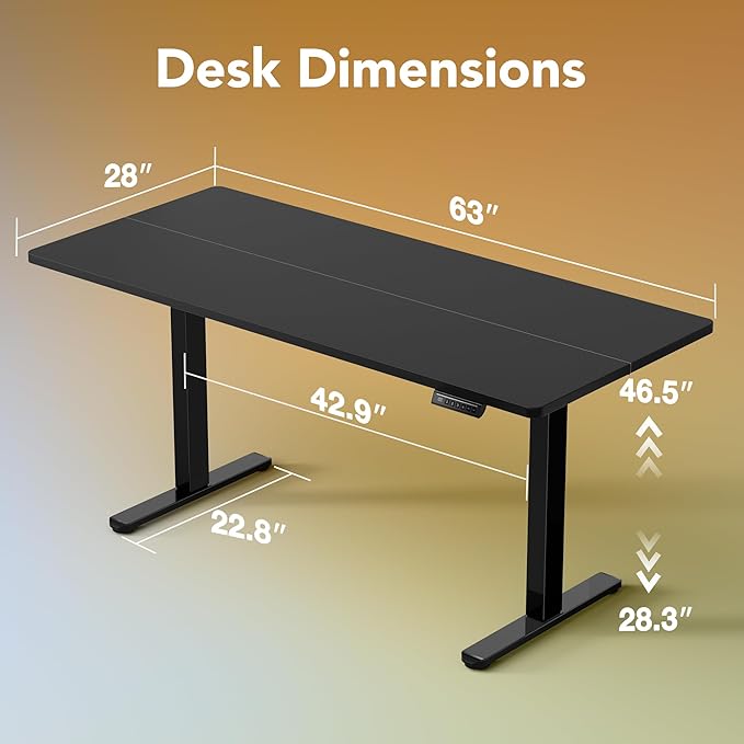 HUANUO 63 x 28 inch Electric Standing Desk Adjustable Height, 4 Memory Height - Image 3