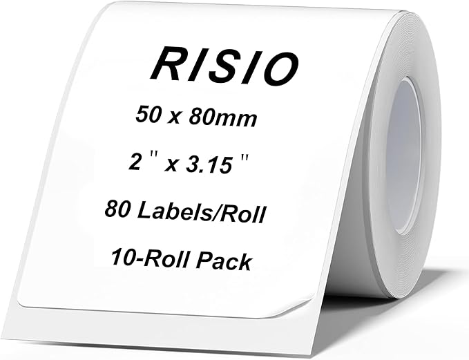 Risio Thermal Labels 2"x3.15", 80 Labels/Roll, Waterproof, Oil-Resistant by Unknown