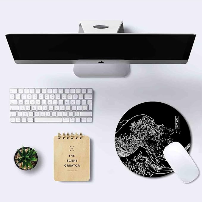IMAYONDIA Japanese Great Wave Mouse Pad Small, Kanagawa Round Mousepad - Image 6