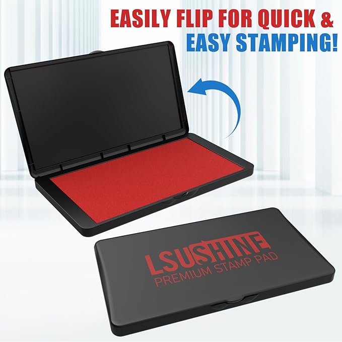 Large Stamp Pad, 6.1 x 3.4 Inch Red Ink Pad Premium Quality Felt Pad Rubber - Image 3