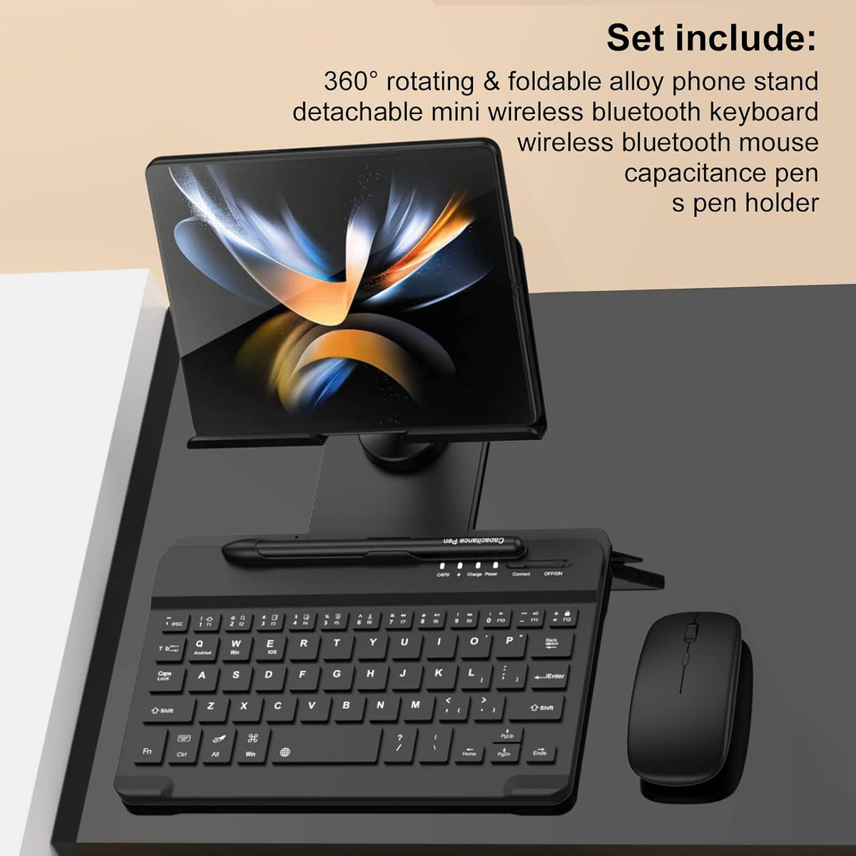 Desktop Stand & Bluetooth Keyboard Combo for Galaxy Z Fold 8/8ultra/7/6/5...