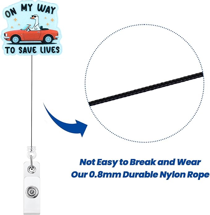 On My Way To Save Lives Funny Silly Goose Nurse Badge Reel, Cute Paramedic - Image 5