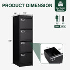 4 drawer file cabinet with lock, metal filing, close-up detail