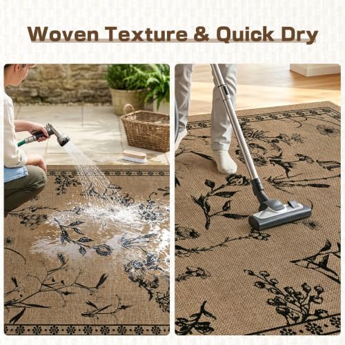 dweike easy jute non slip runner rug, 2x6, side view