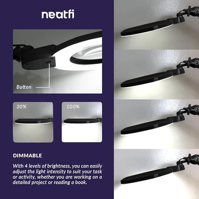 Neatfi XL Bifocal LED Magnifying Lamp, 7-Inch Acrylic Lens, 5D/20D Magnification - Image 4